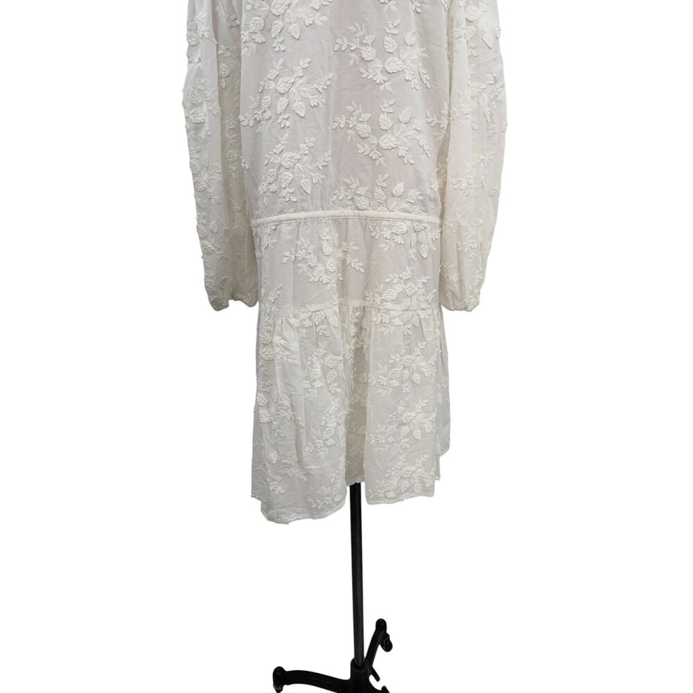 & Other Stories Embroidered Tie Front Cotton Mini Dress White US 12 - Picture 9 of 12